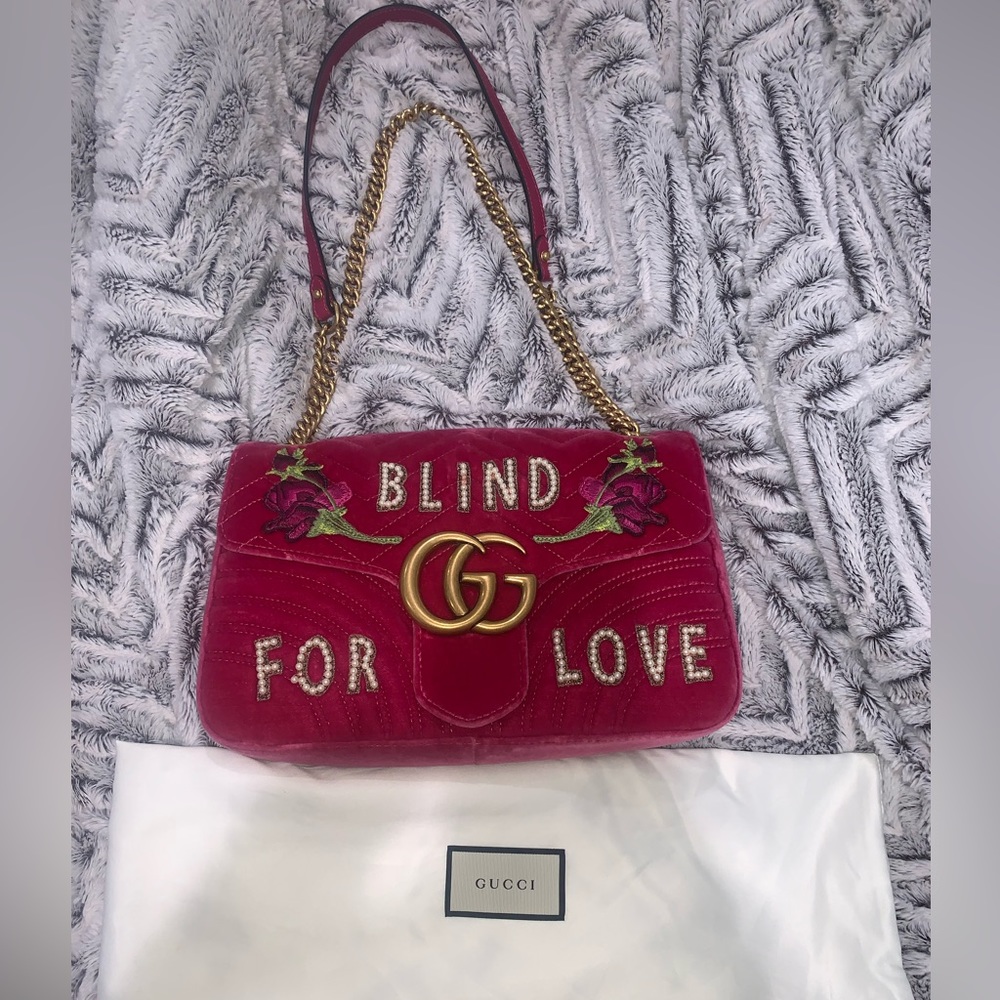 Gucci Blind For Love Medium Matelasse Velvet Pink Sho… Gem